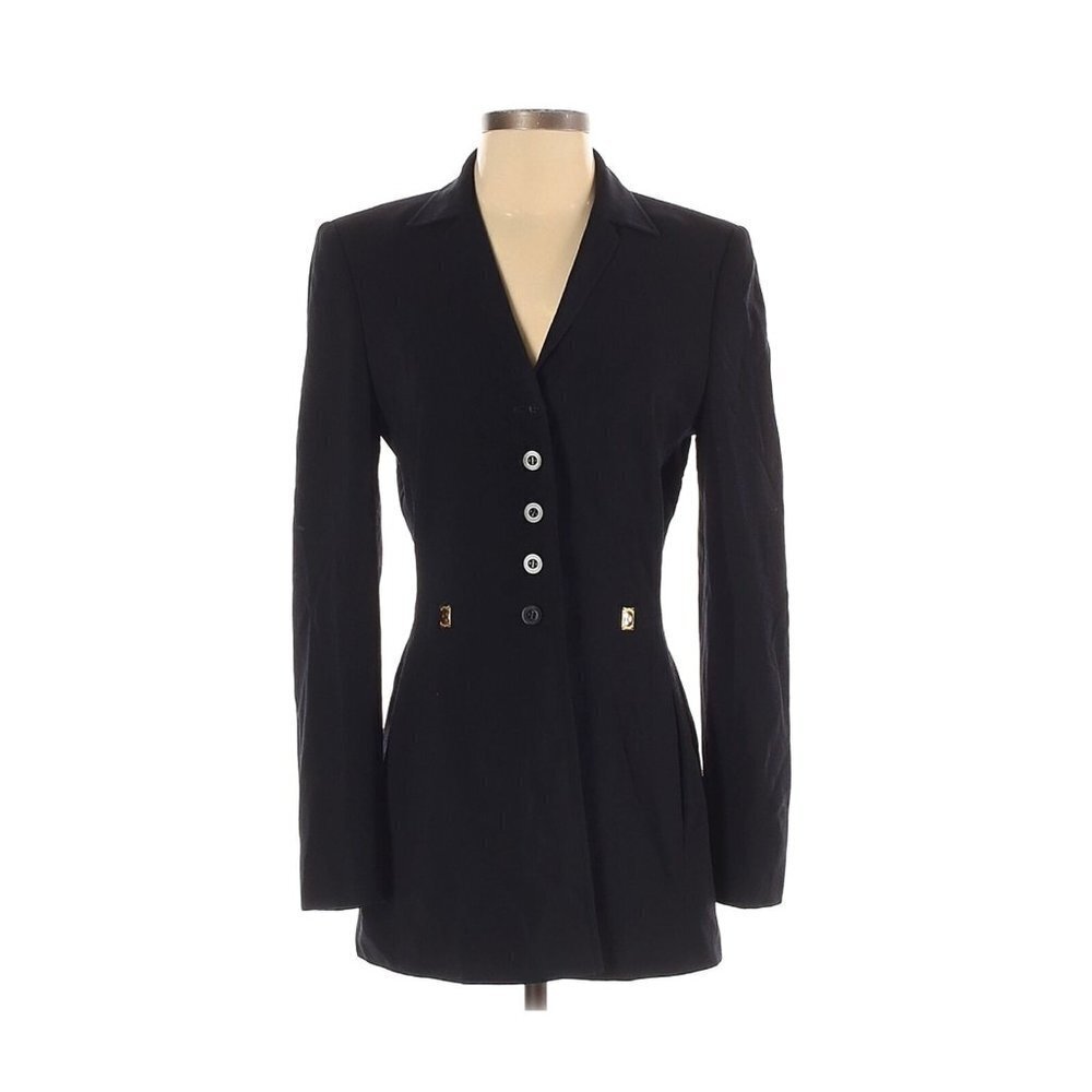 Escada 2 Dark Navy Gold Rivets Tailored Blazer